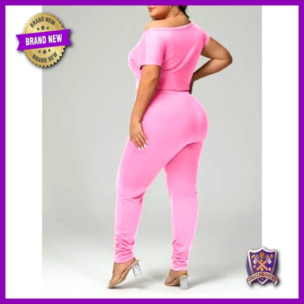 Plus Size Off Shoulder Jumpsuit with Pockets Loose Fit Summer Romper